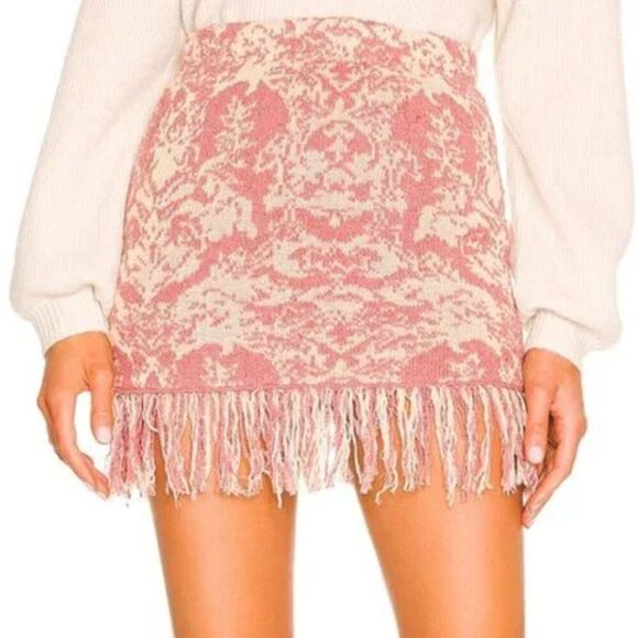 Free People Dua Swit Mini Skirt Terracotta Combo with Fringe - Picture 2 of 8